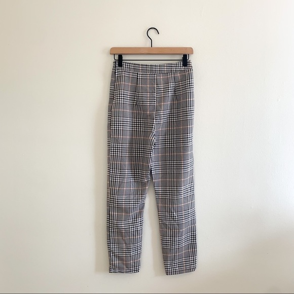 Boohoo Classic Straight Leg Houndstooth Plaid Trouser Pant 4 - Picture 5 of 8